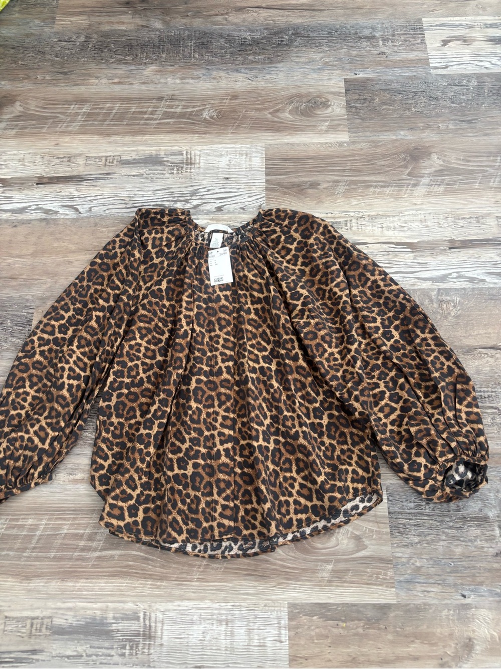 H&M Leopard Print Long Sleeve Blouse - Brown/Black, Sz S